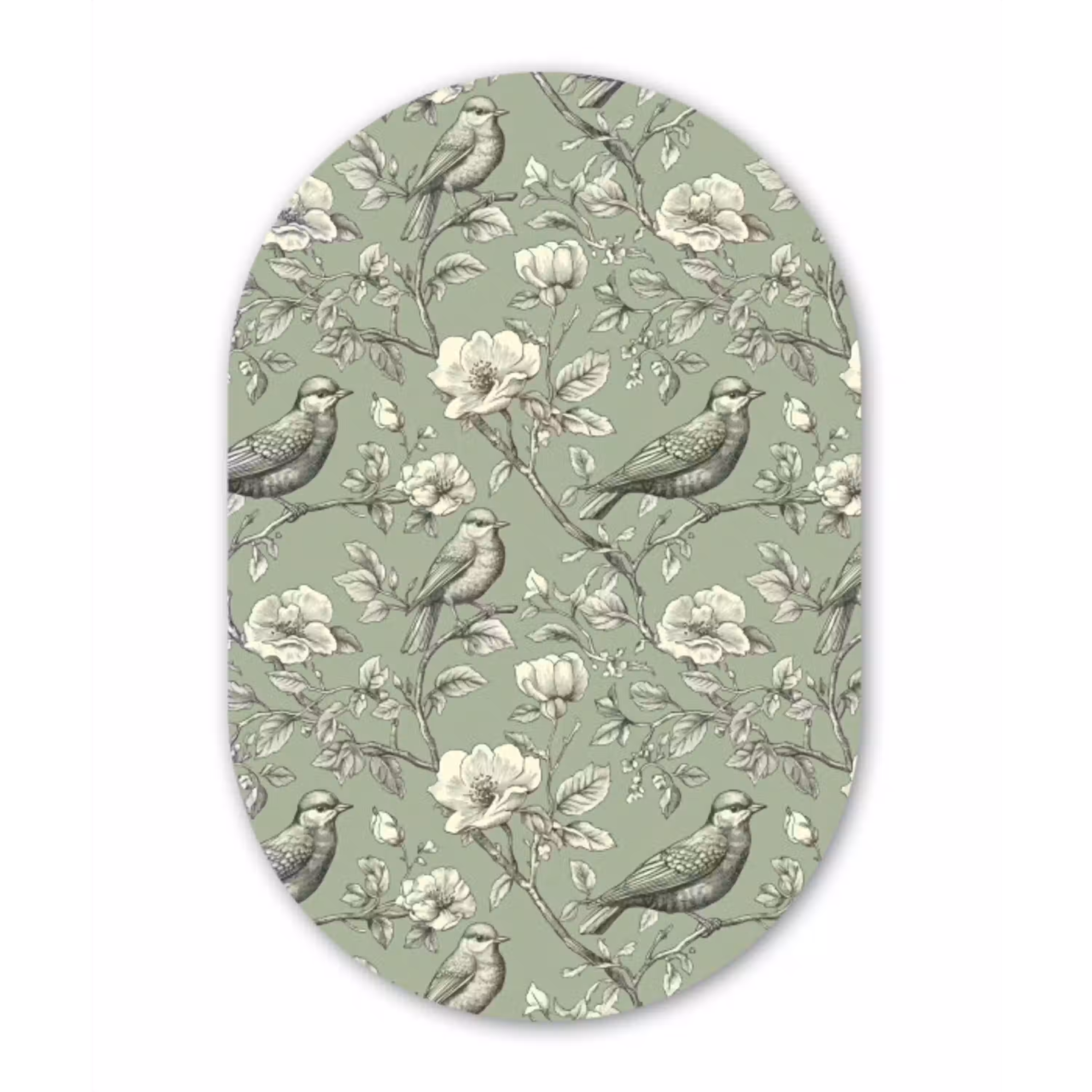 Klassiek - Botanisch - Groen Wandcirkel Ovaal Aluminium middel 839 -3d