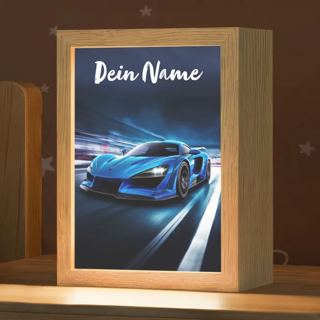 Nachtlicht Kinder mit Namen - Auto - Blau - Jungen - Kind