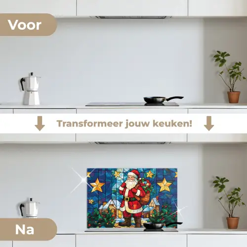 Kerstman - Glas - Kleurrijk keuken achterwand spatscherm klein -voor_na_NL
