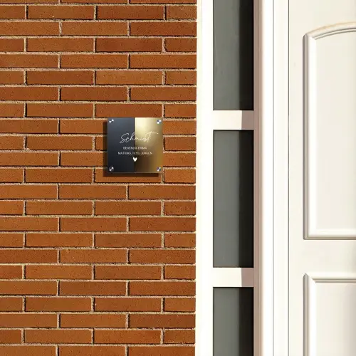 Half goud zwart - Sierlijk Naambord Vierkant klein -sfeer3-XS