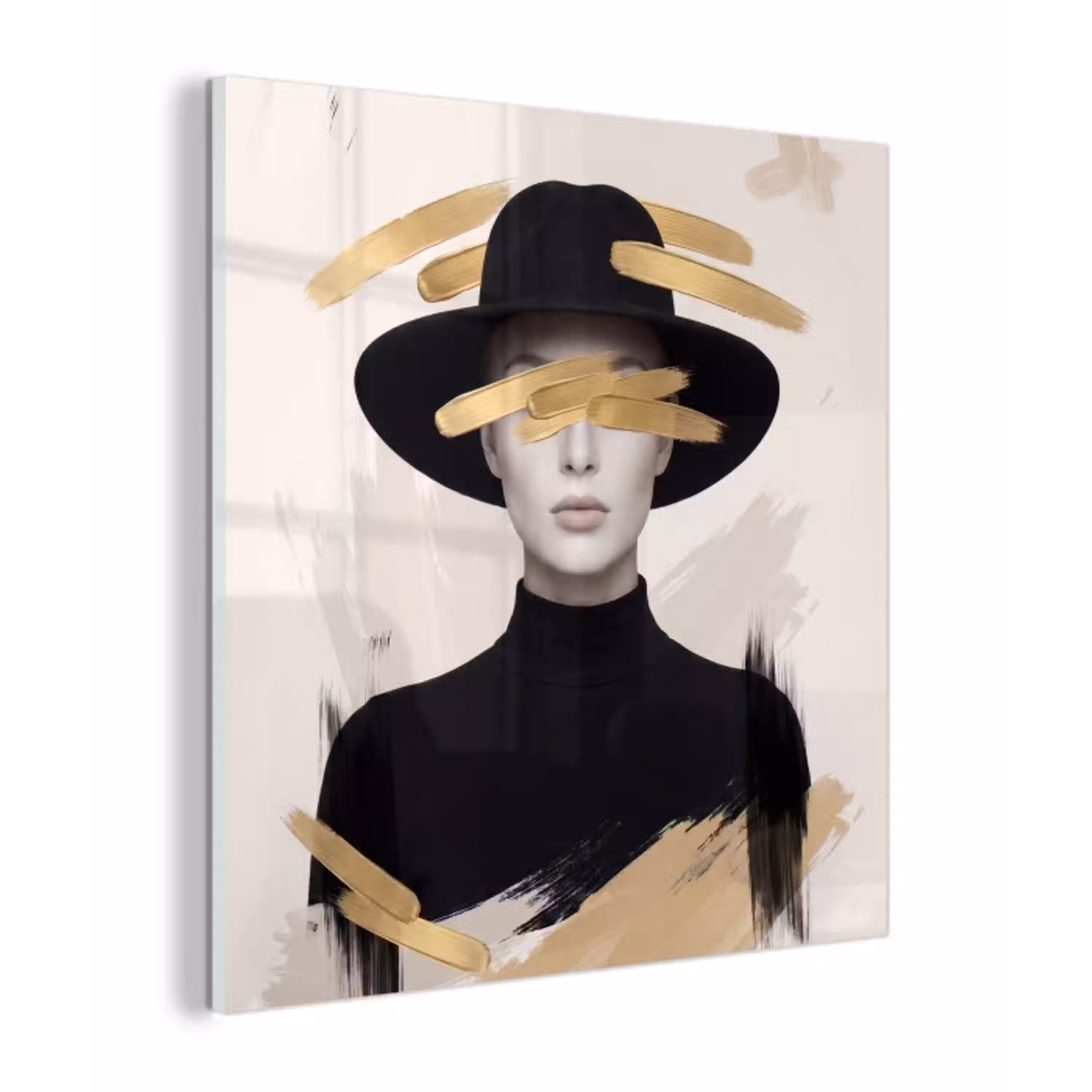 Vrouw - Portret - Modern - Goud - Kunst plexiglas 5mm klein -z3d
