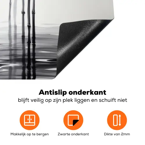 Bamboestammen - Water - Minimalistisch - Wit Inductie beschermer vinyl 3mm klein -zzzzzzz-td-onderkant