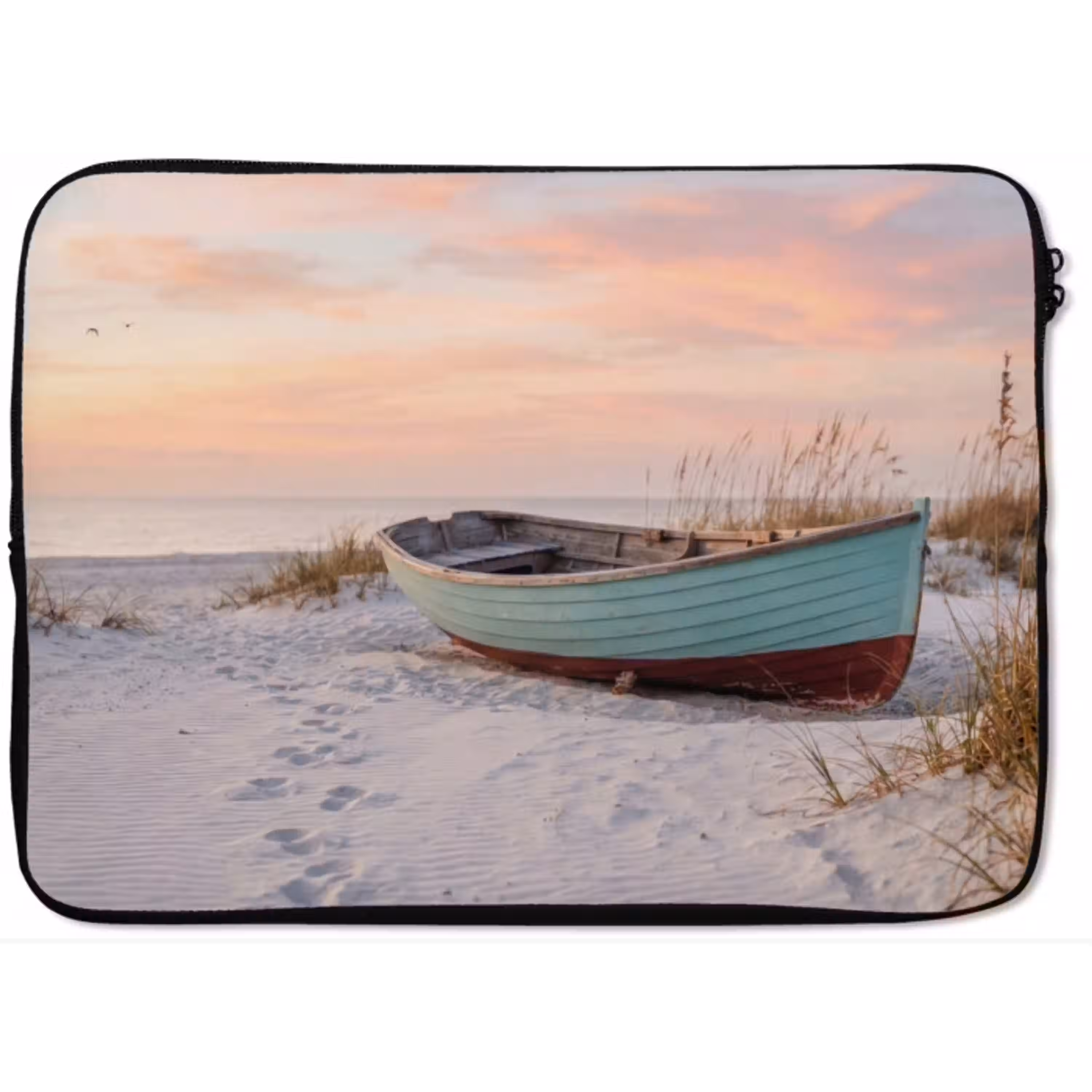 Rustiek - Roeiboot - Zandstrand laptophoes neopreen klein -zkaufland3dotto
