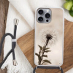 Paardenbloem - Minimalistisch - Wit Hoesje iPhone 16 Pro Max met koord klein -sfeer4