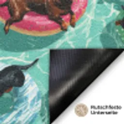 Teckels - Zwembad - Kleurrijk Deurmat klein 898 -antislip_DE
