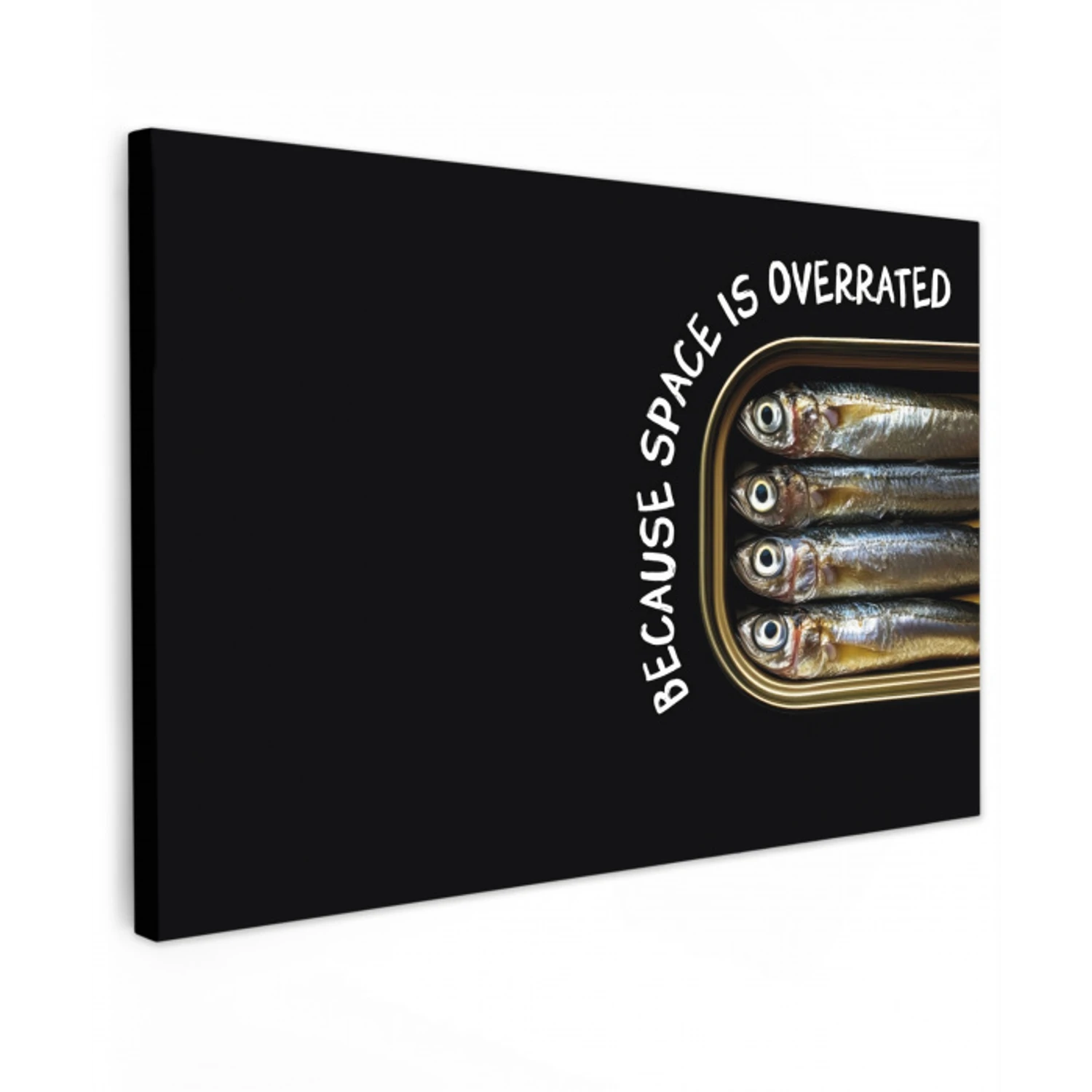 Sardines - Tekst - Vis - Blik Tuinposter op houten frame 2 cm dik klein -3d