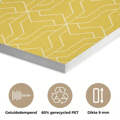 Wit - Geel - Patroon - Geometrisch PET vilt klein 837 -closeup_NL