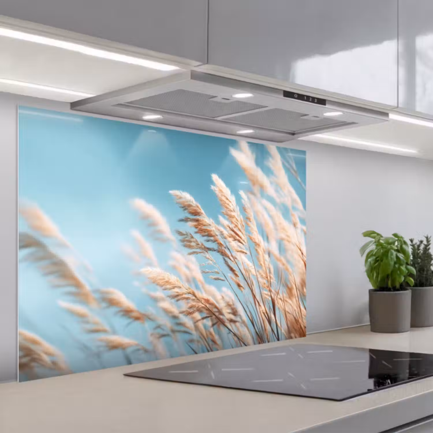Spatscherm keuken - Siergras - Wind - Lichtbruin