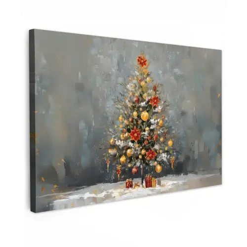 Kerstboom - Cadeaus - Rood - Goud canvas 2cm klein -z3d