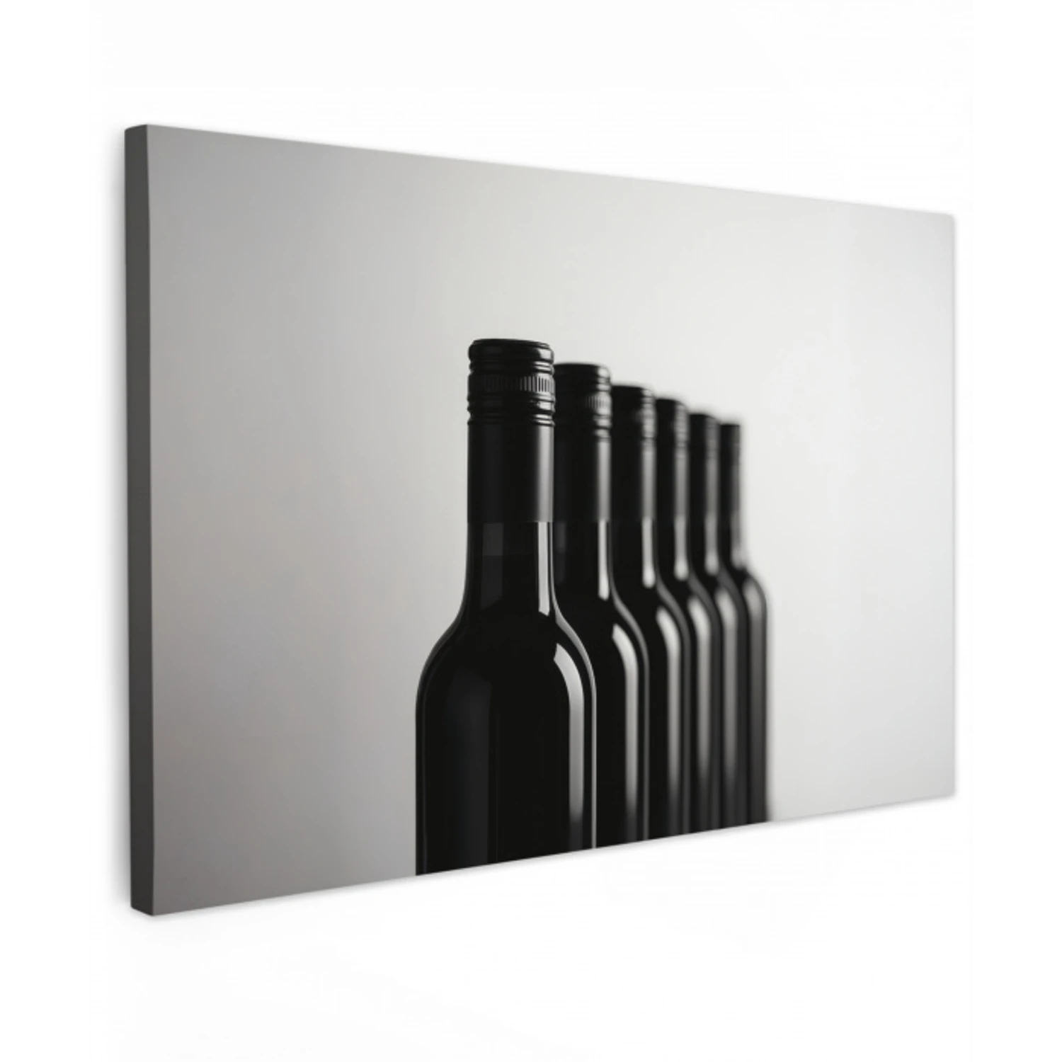 Wijnflessen - Zwart - Minimalistisch Tuinposter op houten frame 2 cm dik klein -3d