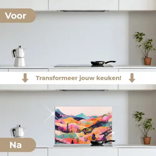 Golvende heuvels - Abstracte planten - Dromerig keuken achterwand spatscherm klein -voor_na_NL