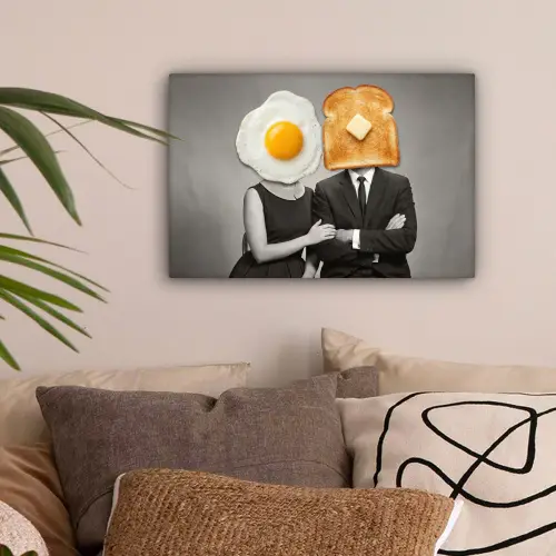 Ontbijt - Koppel - Ei - Brood canvas 2cm klein -sfeer1