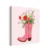 Cowboylaarzen - Roze - Boeket - Bloemen aluminium wit klein -3d