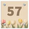 Gekleurde tulpen beige achtergrond - Traditioneel Naambord Vierkant klein -3d
