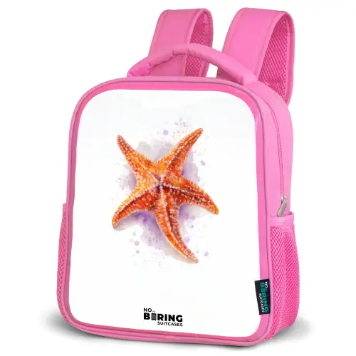 Oranje Zeester Illustratie Kinderrugzak - Roze middel -schuin