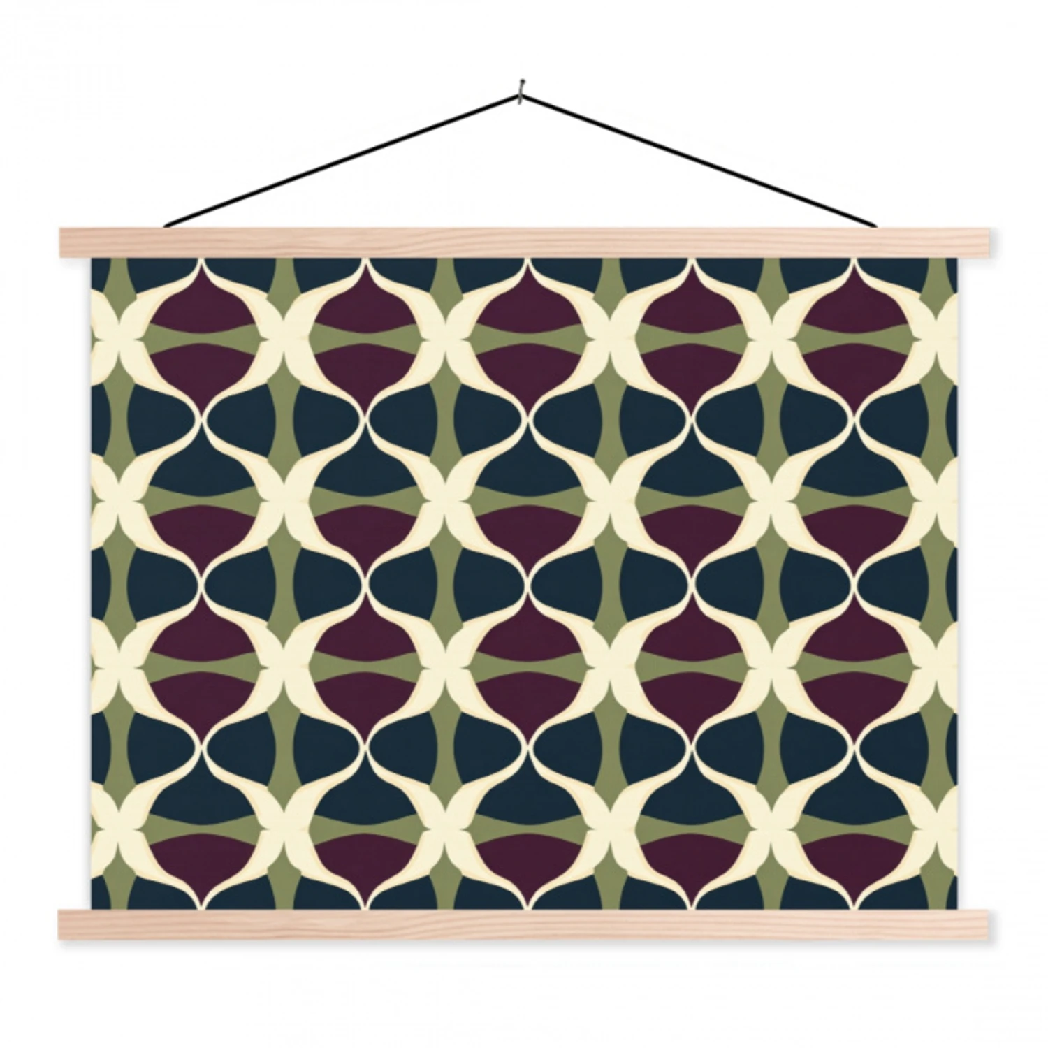 Abstract - Retro - Kleurrijk textielposter latten blank klein 122 -3d