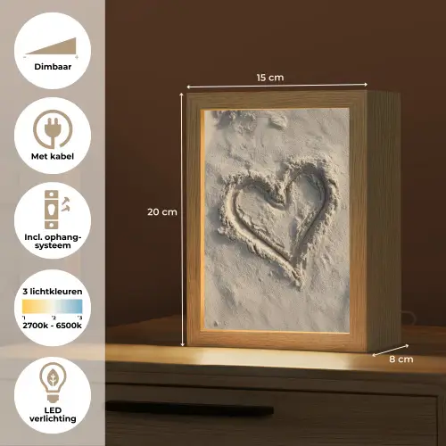 Hartvorm - Getekend - Beige - Zand Light Box met kabel (Tafellamp) klein -USP_NL