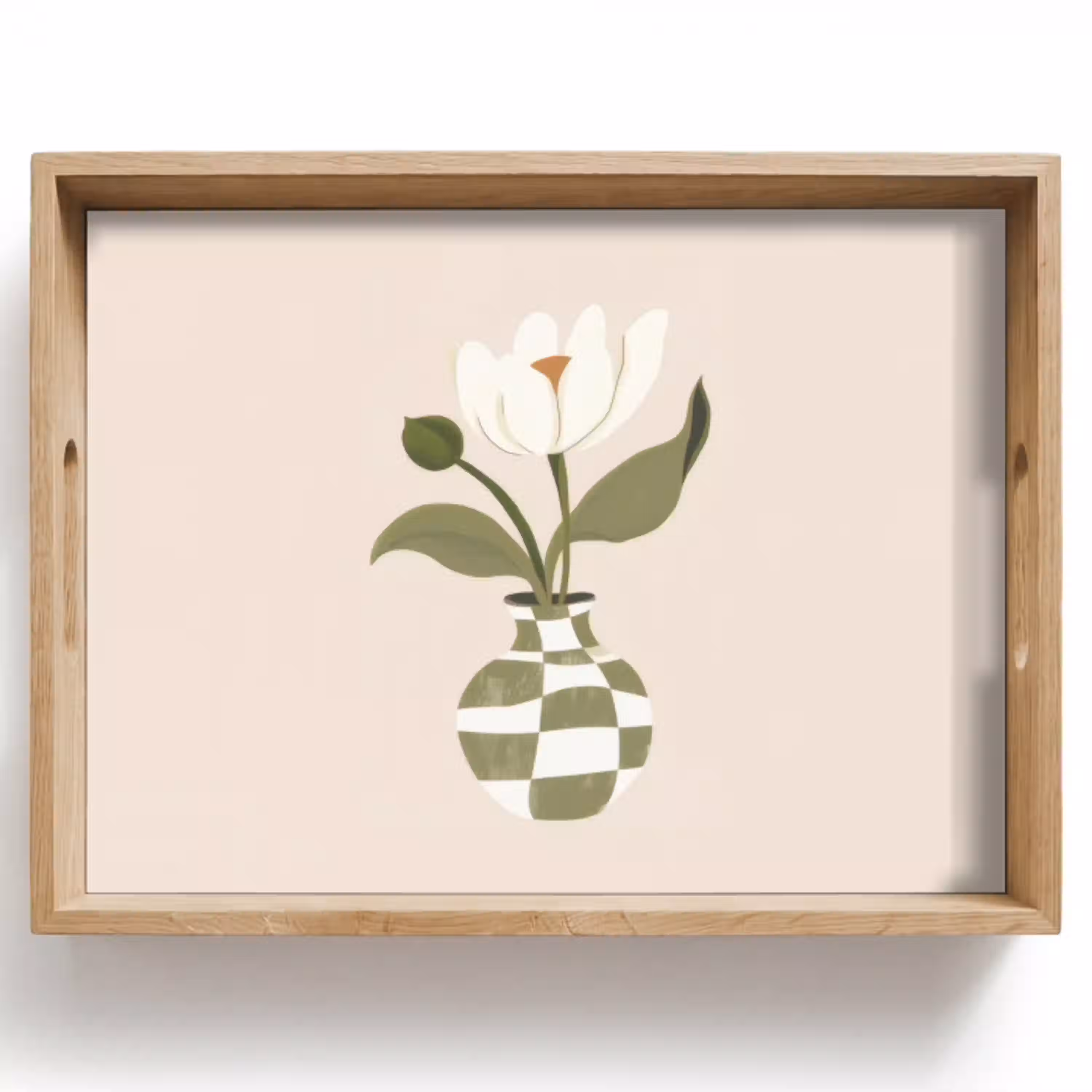 Vaas - Geruit - Bloem - Groen Dienblad Rechthoek middel -z3d_shopping