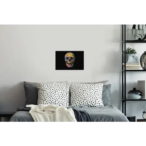 Penseelstreken - Schedel - Kleurrijk - Abstract Muursticker klein -slaapkamer