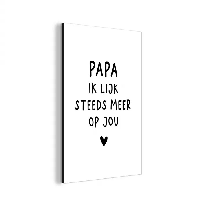 Spreuken - Papa - Papa ik lijk steeds meer op jou - Quotes - Stef Bos aluminium wit klein -3d