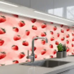 Aardbei - Patroon - Roze keuken achterwand 2 middel 871 -3d_schuin