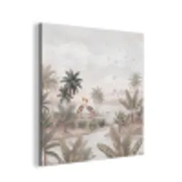 Kraanvogels - Palmbomen - Tropisch aluminium wit klein -3d