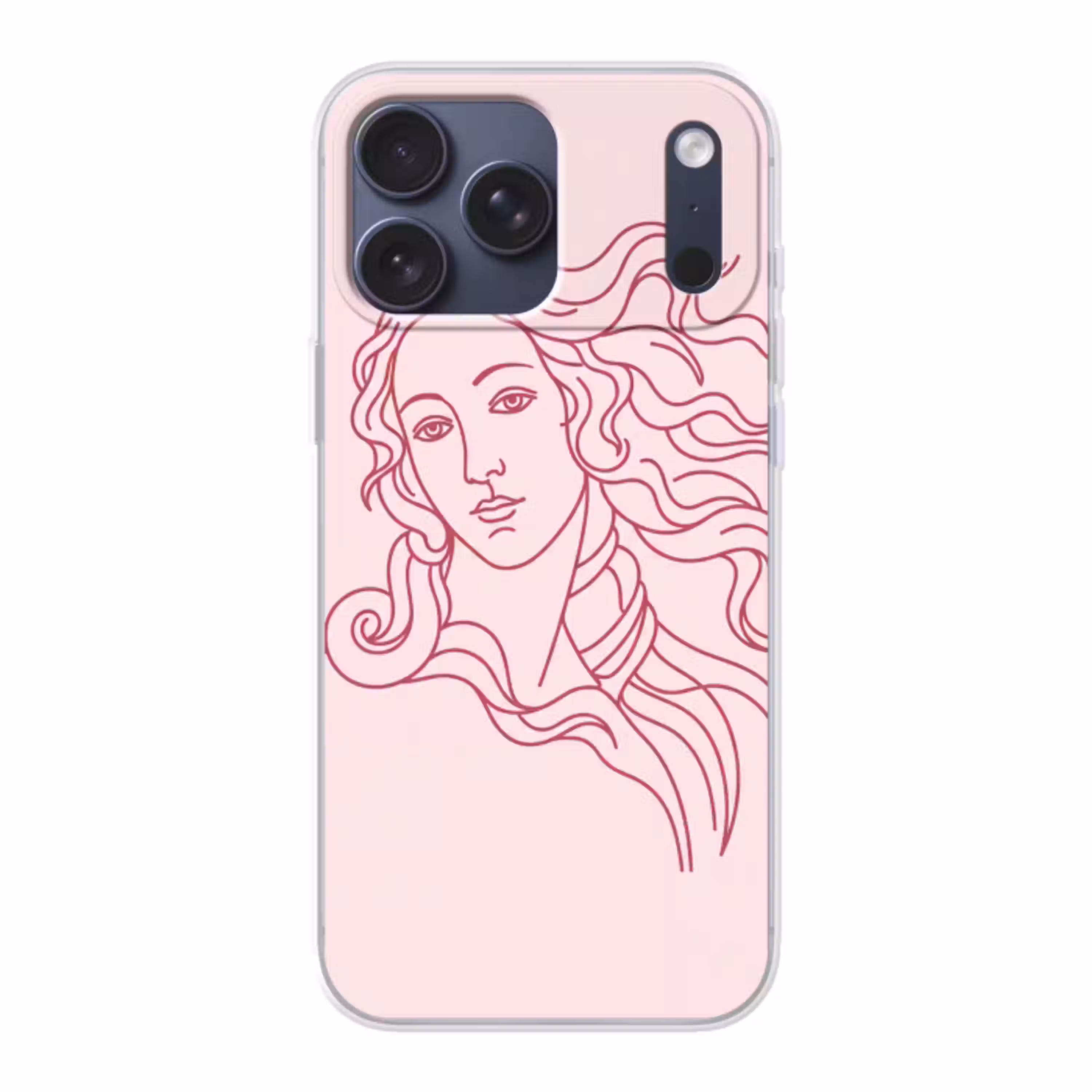 Vrouw - Portret - Klassiek - Line-art - Roze Telefoonhoesje iPhone 17 Pro Max klein -3d