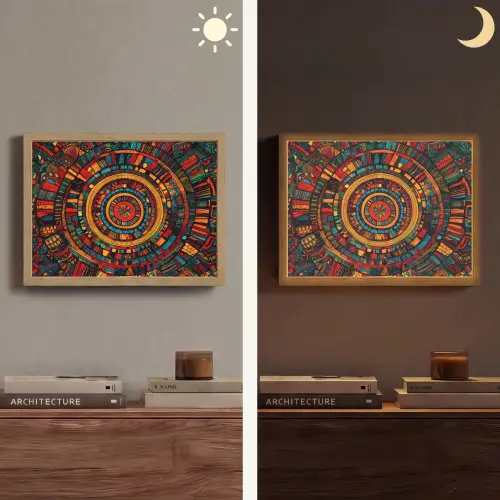 Mandala - Cirkels - Patronen Light Box met batterij (Wandlamp) middel -sfeer3