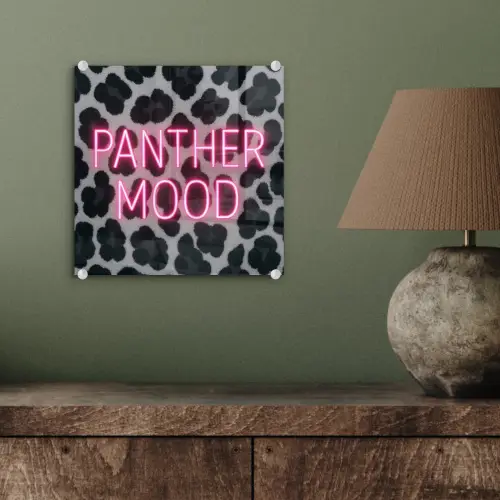 Panterprint - Zwart - Neonletters - Roze plexiglas 5mm klein -sfeer3