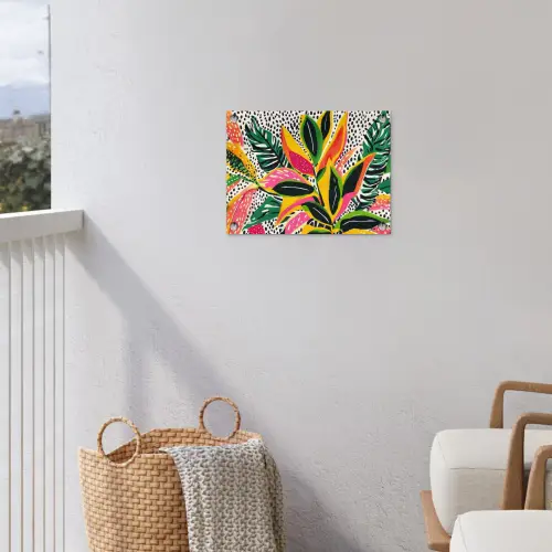 Tropisch - Bladeren - Zwart - wit tuinposter los doek klein -sfeer8