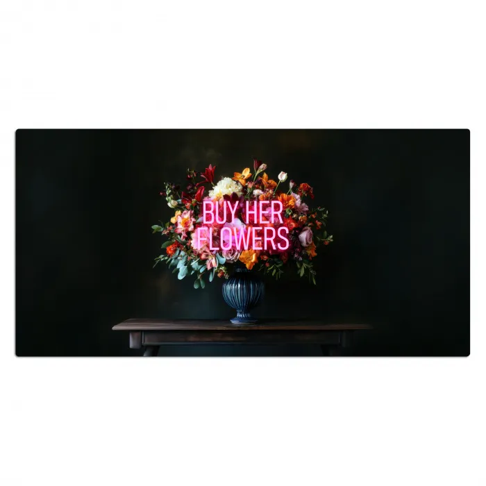 Quote - Bloemen - Vaas - Neon Muismat XXL klein -3d_leeg
