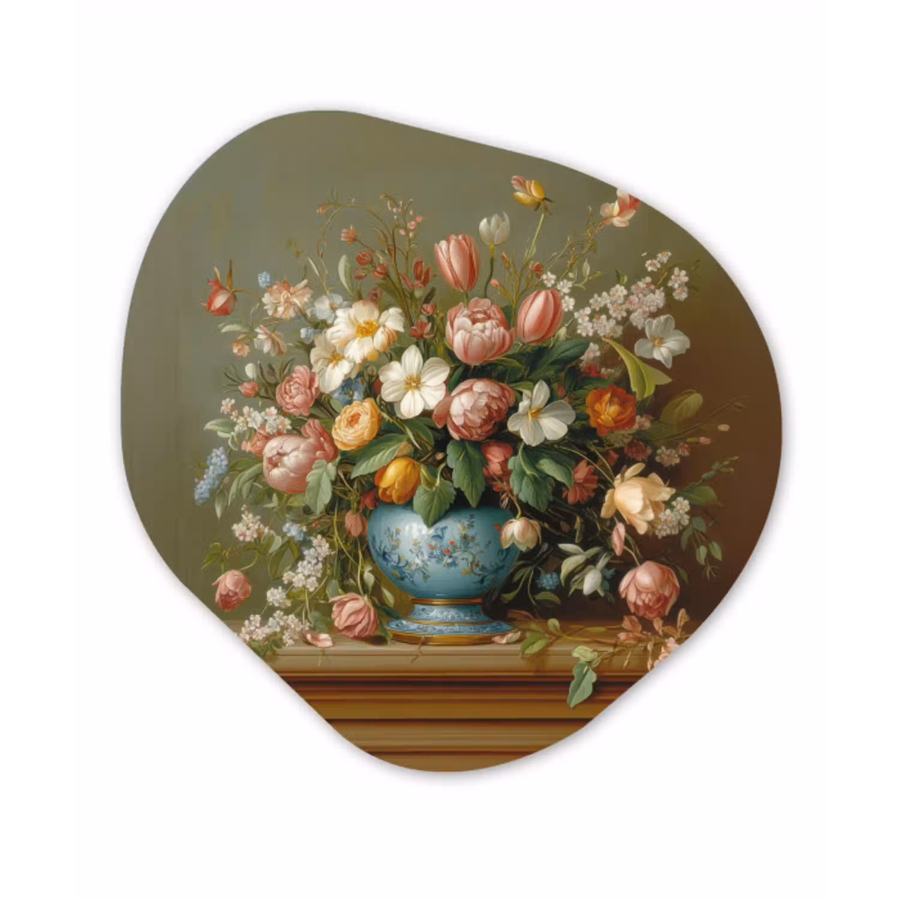 Vaas - Pastel - Kleuren - Bloemen Wandcirkel Organisch Plexiglas middel -3d