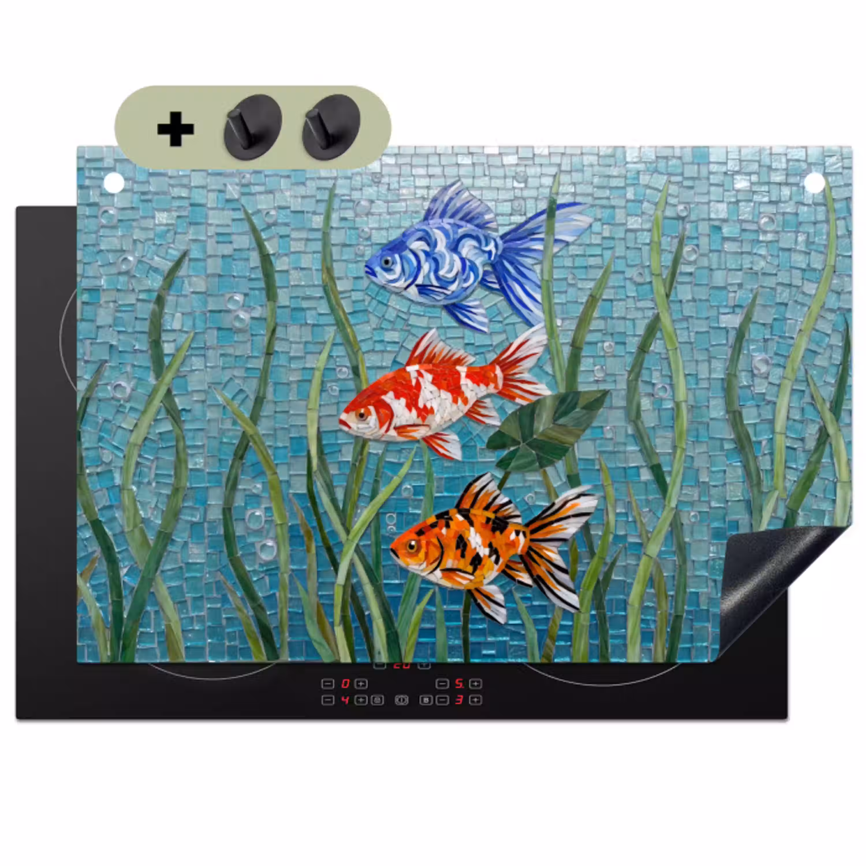 Vis - Mozaïek - Onderwater - Kleurrijk - Dieren Inductie beschemer met haakjes klein -3d