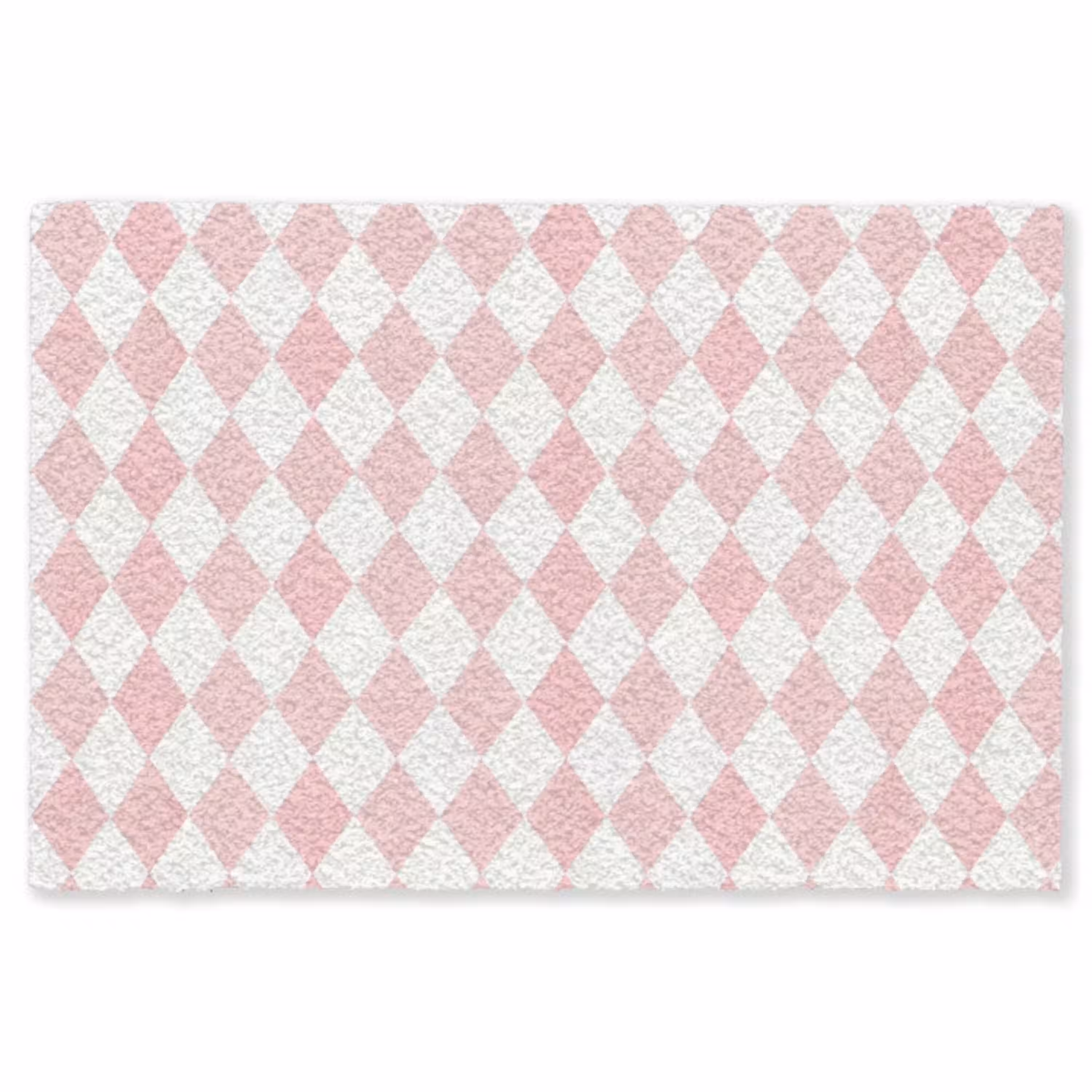 Lichtroze - Ruiten - Geometrisch - Patroon Vloerkleed Rechthoek klein 1091 -3d