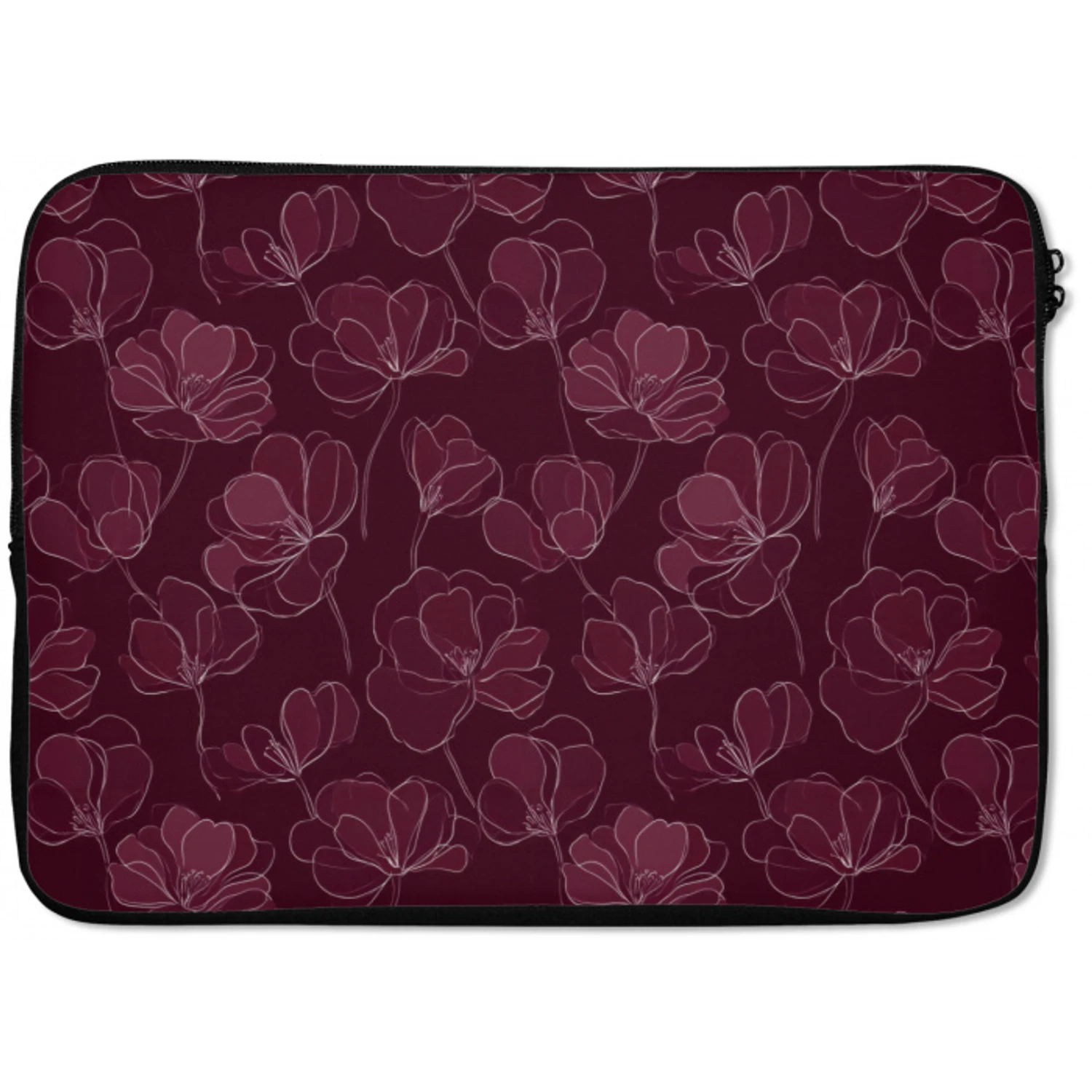 Bloemen - Patroon - Bordeauxrood laptophoes neopreen klein 279 -zkaufland3dotto