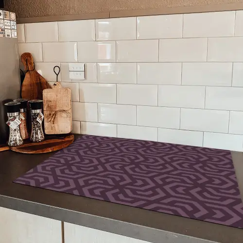 Paars - Geometrisch - Patroon - Donker Inductie beschermer vinyl 3mm klein 276 -sfeer3