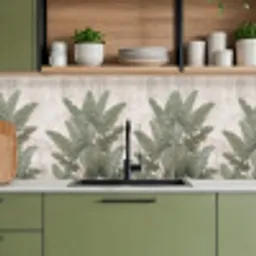 Bananenbladeren - Beton - Groen keuken achterwand 2 middel -sfeer3