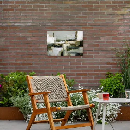 Penseelstreken - Groen - Abstract - Japandi Tuinposter op houten frame 2 cm dik klein -sfeer3