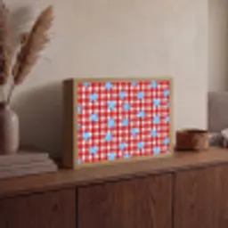Ruit - Sterren - Rood Light Box met batterij (Wandlamp) middel 907 -sfeer2