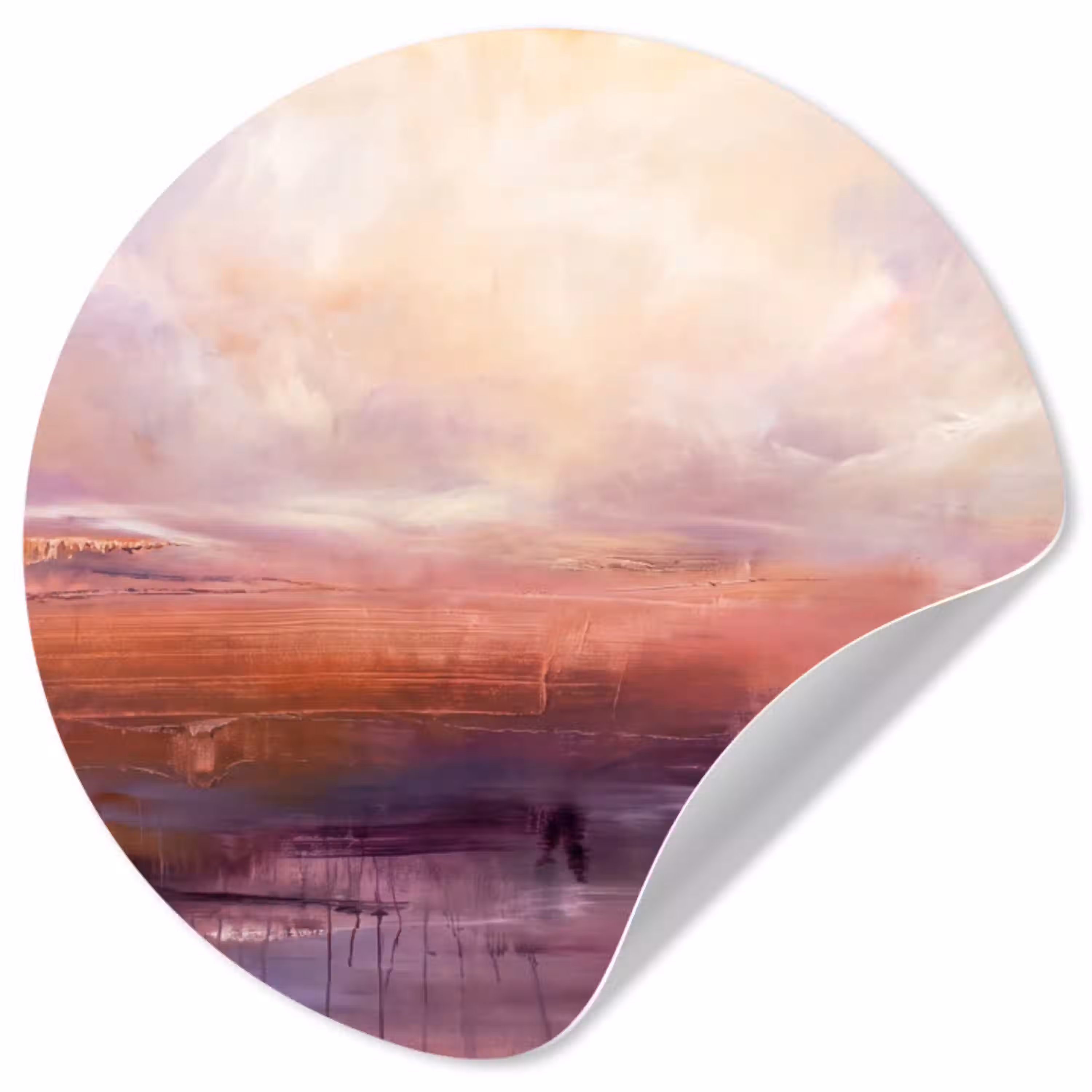 Abstract - Landschap - Modern - Paars - Oranje Wandcirkel behangsticker klein -3d