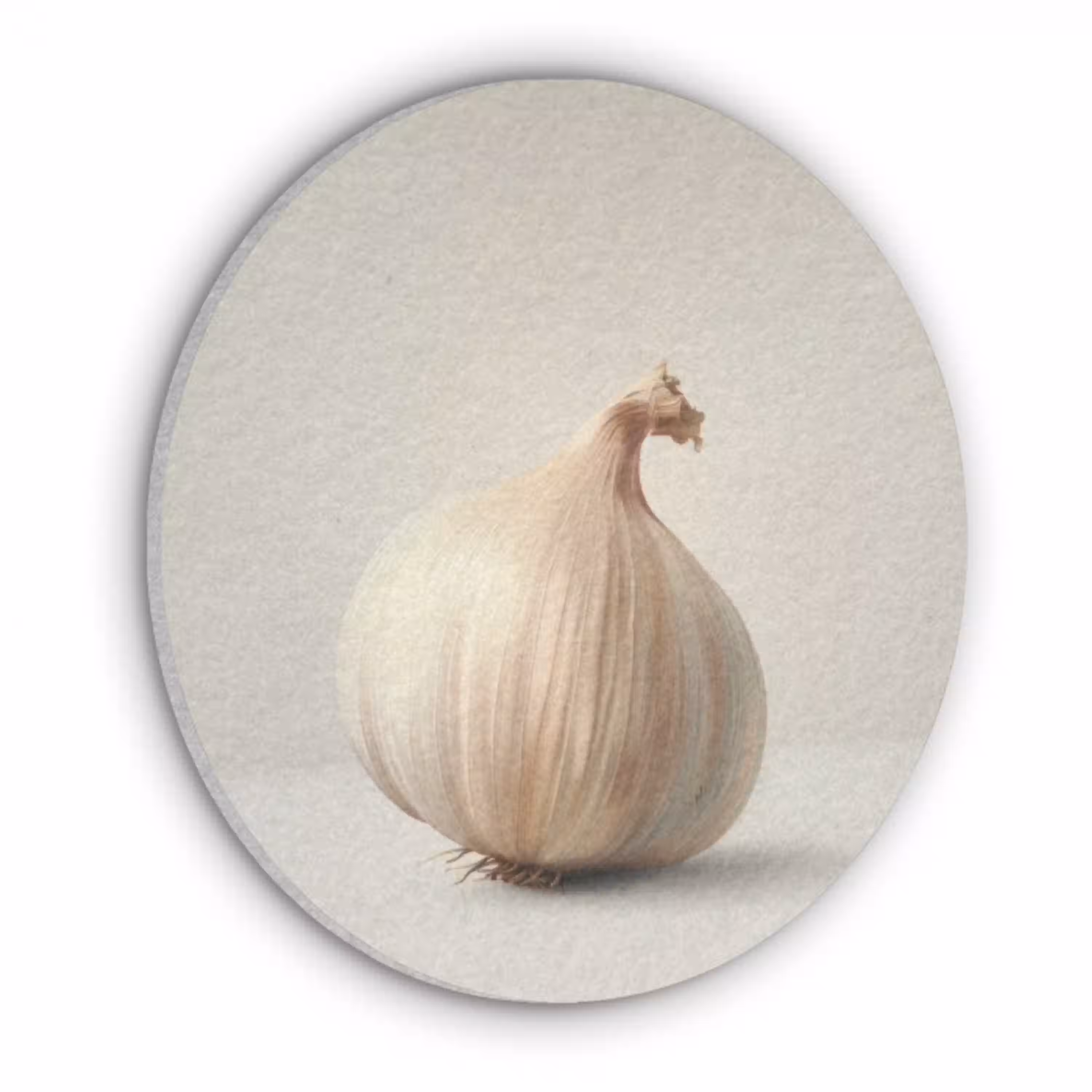 Knoflook - Natuurlijk - Beige Akoestische PET Vilt - Rond klein -3d