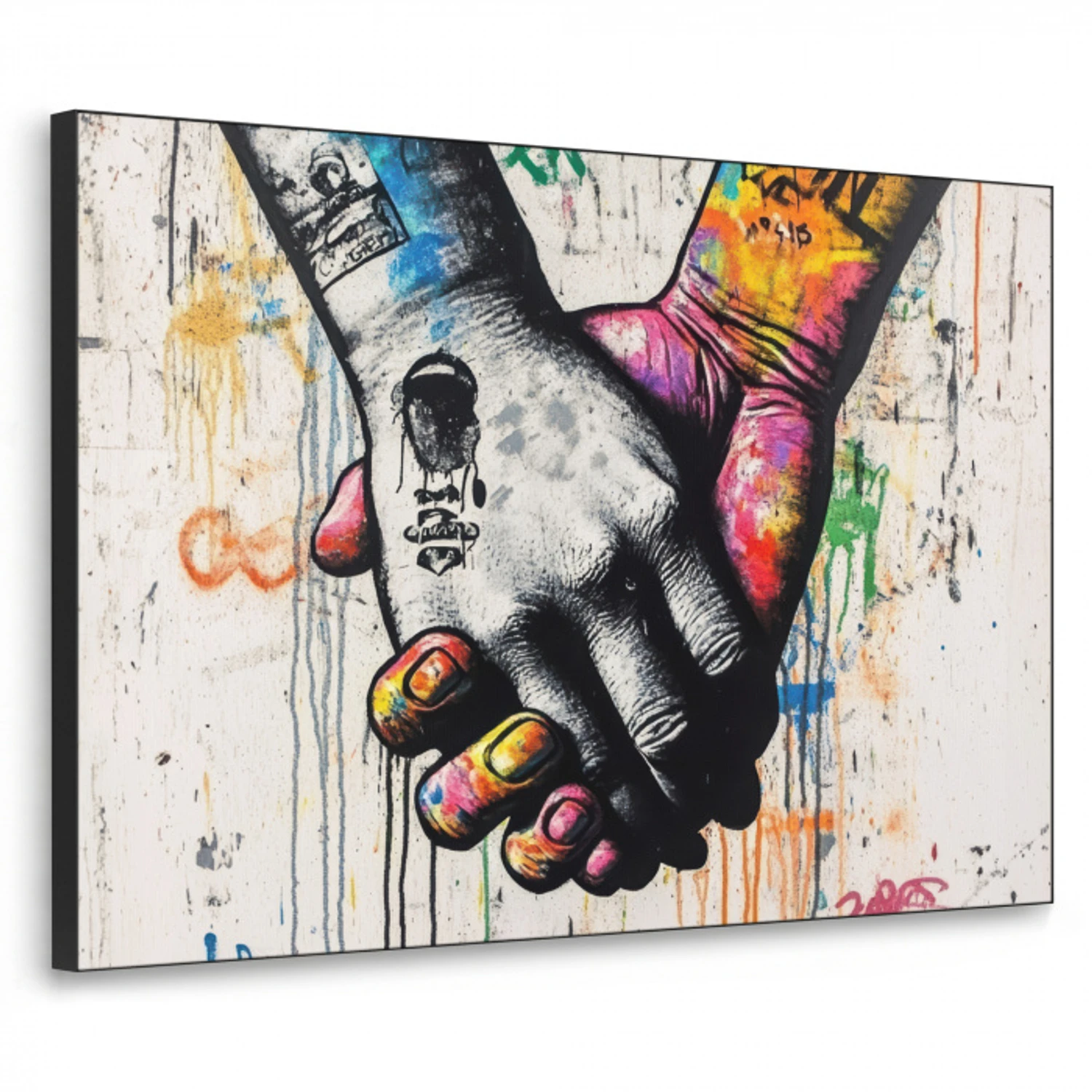 Graffiti - Handen - Vintage - Street art Textielframe zwart klein -3d