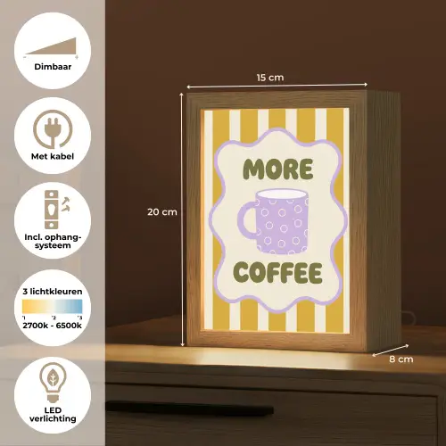 More coffee - Geel - Paars - Strepen - Mok Light Box met kabel (Tafellamp) klein -USP_NL
