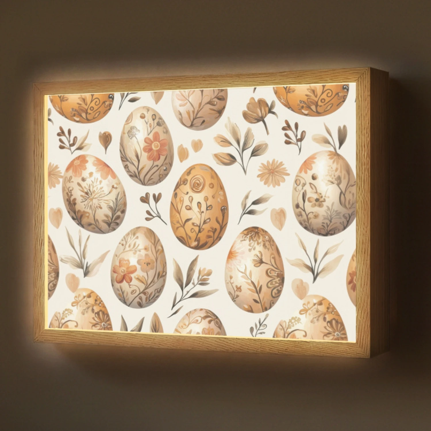 Paaseieren - Bruin - Bloemen Light Box met batterij (Wandlamp) middel -z3d_website