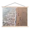 Voetstappen - Vloedlijn - Zee textielposter latten blank klein -3d