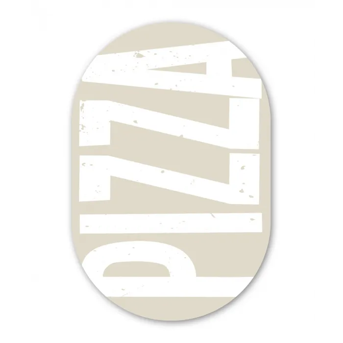 Pizza - Decoratie - Japandi - Wit Wandcirkel Ovaal Glas middel -3d