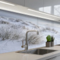 Duinen - Sneeuw - Strand - Winter - Serene keuken achterwand 2 middel -3d_schuin