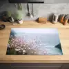 Klif - Bloemen - Zee - Roze Inductie beschermer vinyl 3mm klein -sfeer5