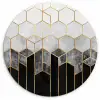 Goud - Hexagon - Chic - Patronen - Luxe Wandcirkel kunststof plaat 5mm dik klein -3d