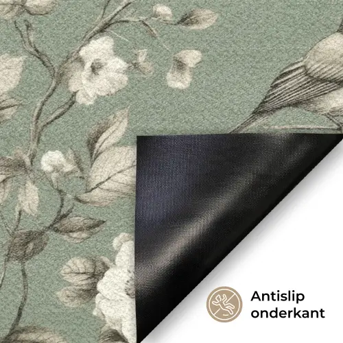 Botanisch - Vogels - Groen Deurmat klein 898 -antislip_NL